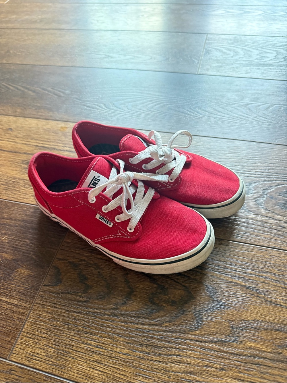 Vans Kids Red Canvas Low-Top Sneakers with White Laces